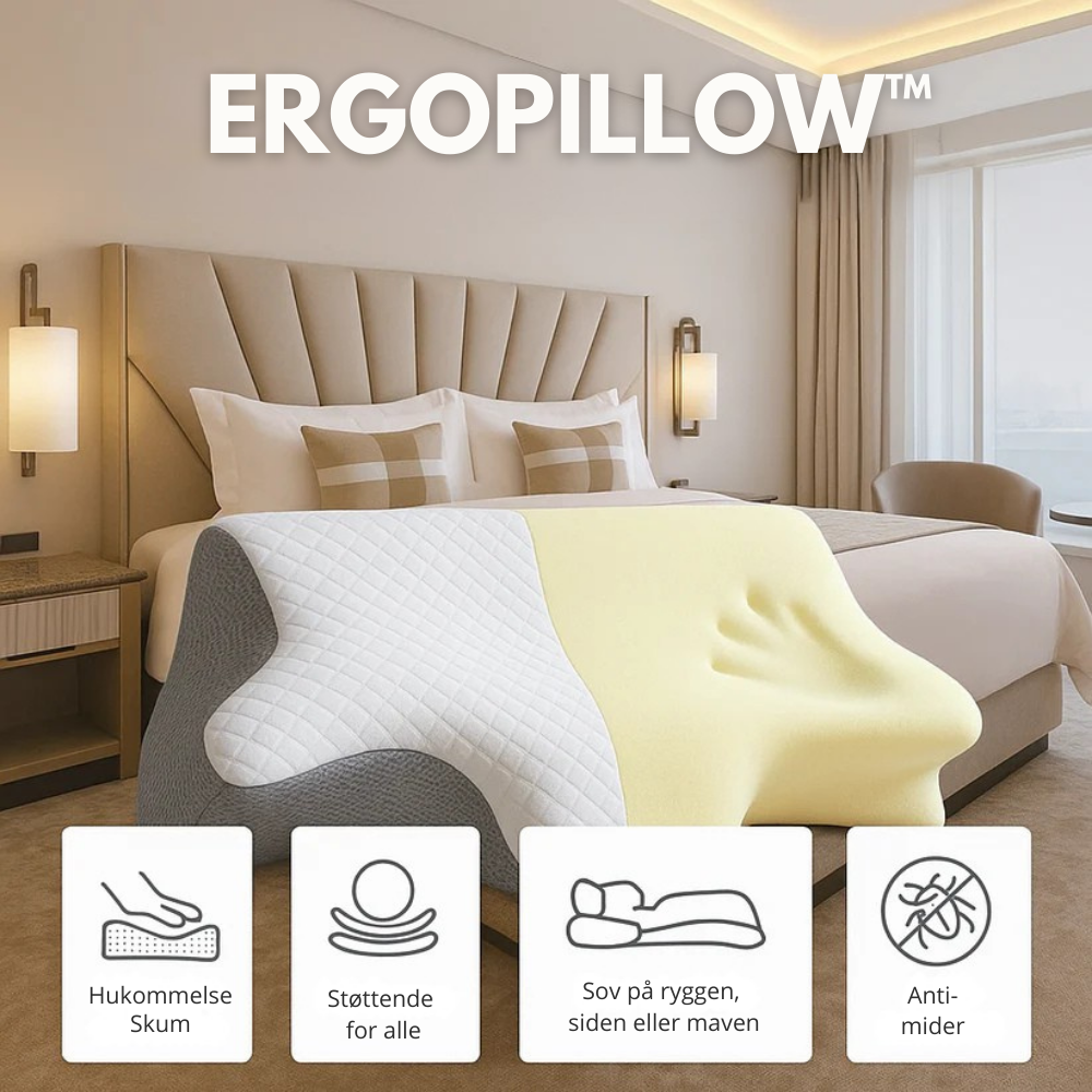 ErgoPillow™ | Sov bättre, vakna friskare – ergonomiskt stöd för nacke och rygg hela natten