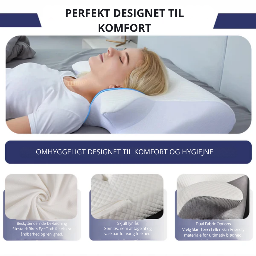 ErgoPillow™ | Sov bättre, vakna friskare – ergonomiskt stöd för nacke och rygg hela natten