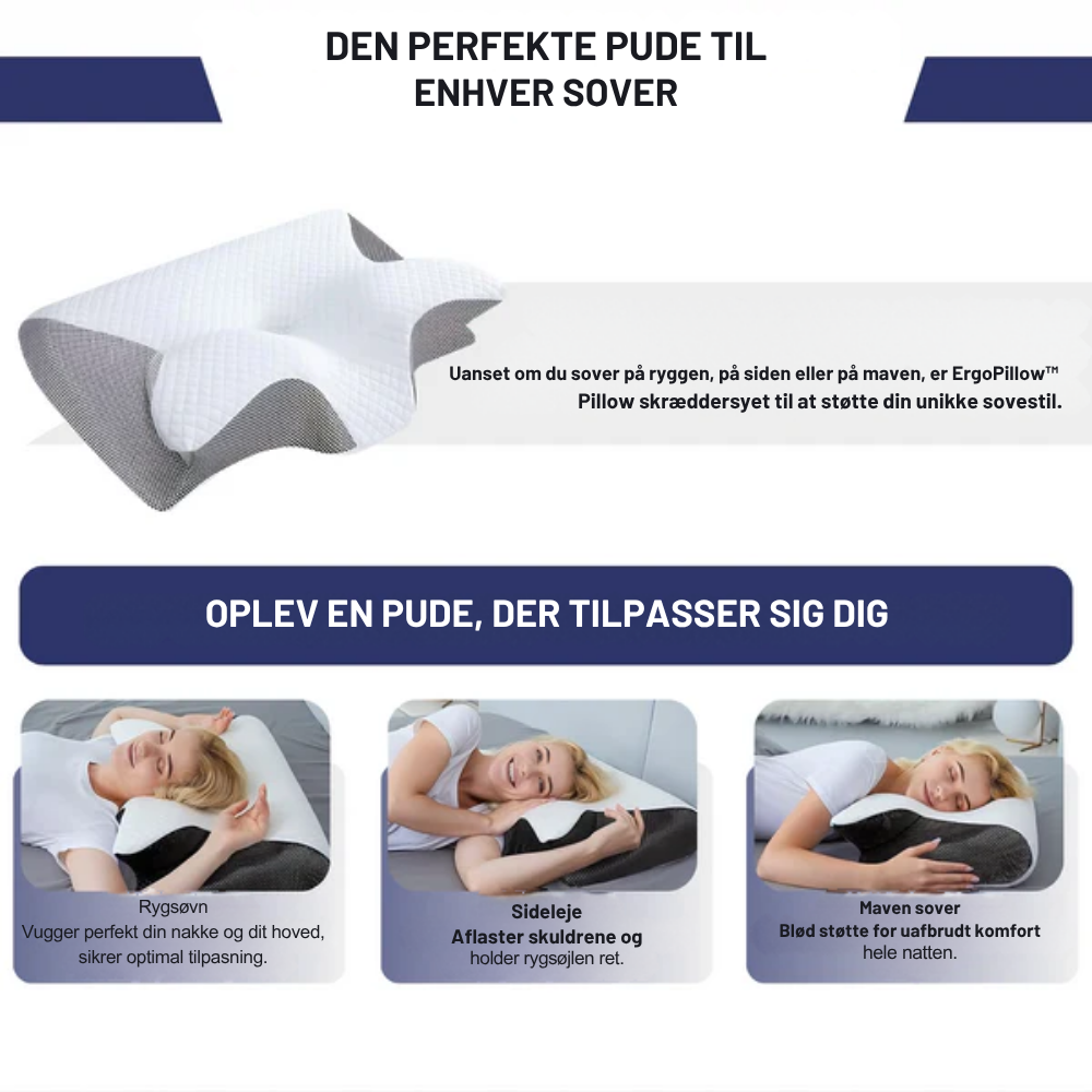 ErgoPillow™ | Sov bättre, vakna friskare – ergonomiskt stöd för nacke och rygg hela natten