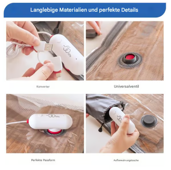 USB Elektrisk Vakuumkompressionspåse - Rymdsparande Reslösning med Snabb Vakuumteknik för Klädlagring 📦✈️