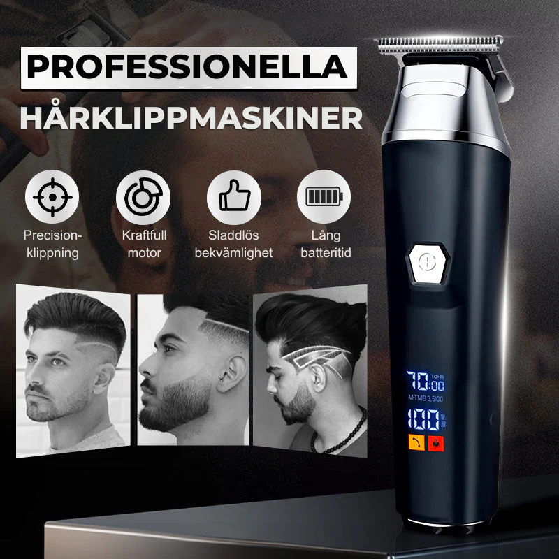 * - ClipPro™ | LCD-skärm Professionell Elektrisk Hårklippare
